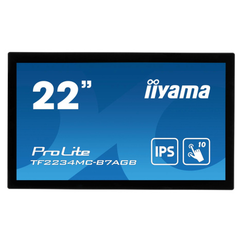 22" iiyama TF2234MC-B7AGB: IPS, FullHD, capacitive, 10P, 350cd/m2, VGA, HDMI, DP, IP65, čierny