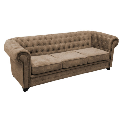 Livetastic SEDAČKA CHESTERFIELD, kompozitné drevo, drevo, textil, svetlohnedá