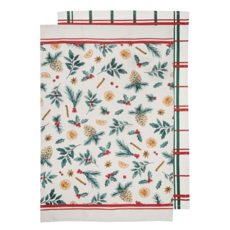 Bavlnené utierky s vianočným motívom v súprave 2 ks 45x70 cm Evergreen – Ladelle