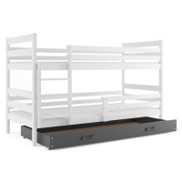 Expedo Poschodová posteľ RAFAL 2 + úložný priestor + matrac + rošt ZADARMO, 90x200 cm, biela, gr