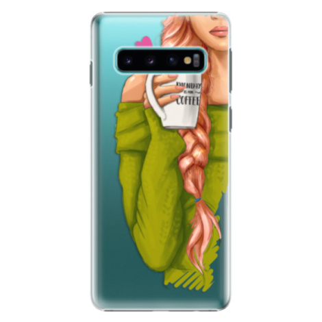 Plastové puzdro iSaprio - My Coffe and Redhead Girl - Samsung Galaxy S10