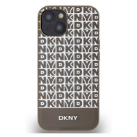 DKNY PU Leather Repeat Pattern Bottom Stripe MagSafe Apple iPhone 15 DKHMP15SPSOSPW Brown