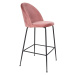 Súprava 2 ružových barových stoličiek so zamatovým poťahom s nohami čiernej farby House Nordic L