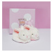 Papučky pre bábätko s hrkálkou Zajačik Lapin Bonbon Doudou et Compagnie ružové v darčekovom bale