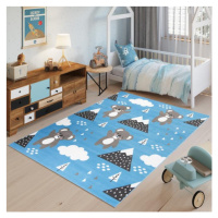 Detský modrý koberec s medveďmi