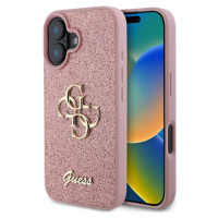 Guess Fixed Glitter 4G Metal Logo Kryt pre iPhone 16, Ružový