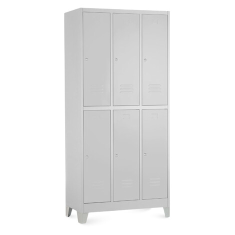 Rauman Kovová šatníková skrinka - 6 boxov, 90 x 45 x 195 cm, pevné nohy, cylindrický zámok, svet