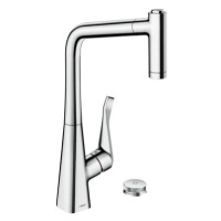 Drezová batéria Hansgrohe Metris s vyťahovacou spŕškou, 2 prúdy chróm 73827000