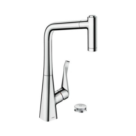 Drezová batéria Hansgrohe Metris s vyťahovacou spŕškou, 2 prúdy chróm 73827000