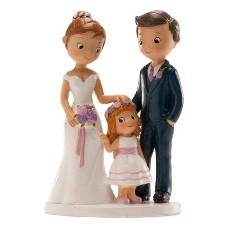 Svadobná figúrka na tortu 16 cm manželia s dievčatkom - Dekora