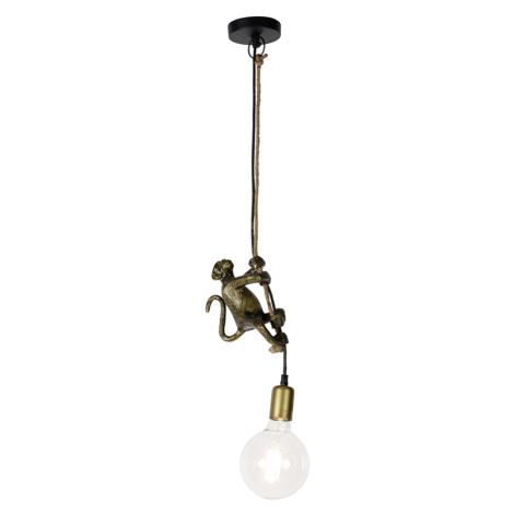 Vintage závesná lampa zlatá - Animal Monkey QAZQA