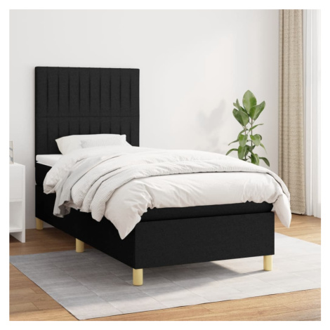 vidaXL Posteľný rám boxspring s matracom čierny 90x190 cm látka