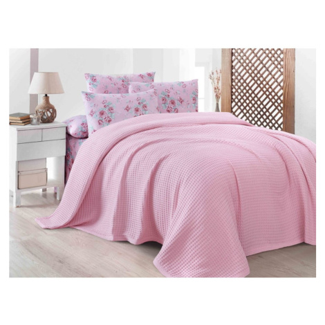 Ružový bavlnený pléd 220x240 cm Waffle – Mila Home