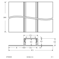 Profil na suchú montáž 200 cm hliník, opálový kryt