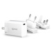 Epico 20W PD napájací adaptér vymeniteľnou zástrčkou EU/UK biela