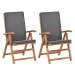 Polohovacie záhradné stoličky 2 ks teakové drevo Dekorhome Krémová,Polohovacie záhradné stoličky