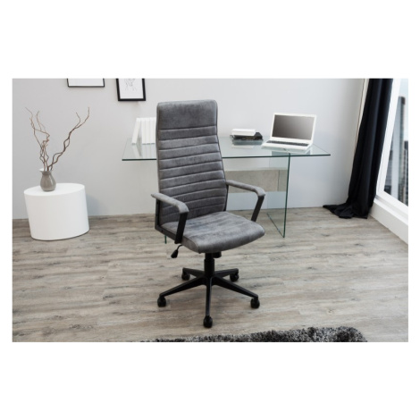 Estila Moderná kancelárska stolička Lazio s čalúnením tmavosivej farby na kolieskach 115-125cm