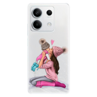 Odolné silikónové puzdro iSaprio - Kissing Mom - Brunette and Girl - Xiaomi Redmi Note 13 5G