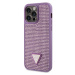 Guess Rhinestones Triangle Metal Logo Kryt pre iPhone 14 Pro Max Purple