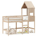 vidaXL Vyvýšená posteľ rebrík strecha 90x190 cm masívna borovica