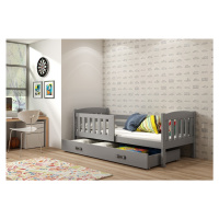 Expedo Detská posteľ FLORENT P1 + ÚP + matrac + rošt ZADARMO, 90x200 cm, grafir, grafitová