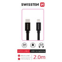 SWISSTEN DÁTOVÝ KÁBEL TEXTILE USB-C / LIGHTNING 2,0 M ČIERNY