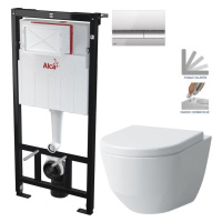 ALCADRAIN Alcadrain Sádromodul - predstenový inštalačný systém s chrómovým tlačidlom M1721 + WC 