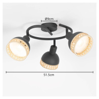 Lindby Lonnaris svietidlo, ratan, okrúhle, 3-pl.
