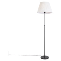 Stojacia lampa čierna s riaseným tienidlom krémová 45 cm nastaviteľná - Parte