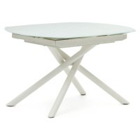 Biely rozkladací jedálenský stôl so sklenenou doskou 100x130 cm Yodalia – Kave Home