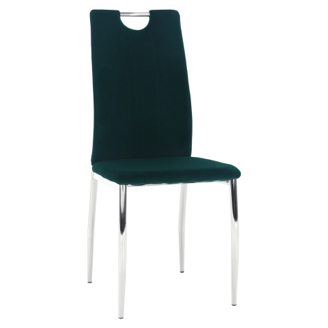 Jedálenská stolička, smaragdová Velvet látka/chróm, OLIVA NEW Tempo Kondela