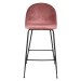 Súprava 2 ružových barových stoličiek so zamatovým poťahom s nohami čiernej farby House Nordic L