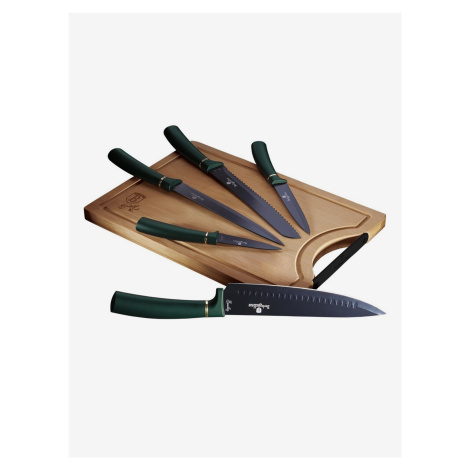 Súprava piatich nožov s nepriľnavým povrchom + doska BERLINGERHAUS Emerald Collection Berlinger Haus