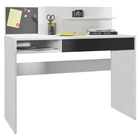 PC stôl s magnetickou tabuľou, biela/čierna, IMAN Tempo Kondela