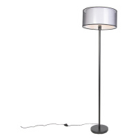 Dizajnová stojaca lampa čierna s čierno-bielym tienidlom 47 cm - Simplo