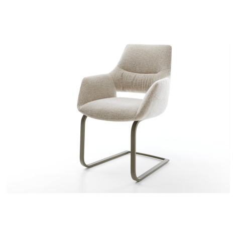 DELIFE Jedálenská stolička Yago-Flex s opierkami tkanina mäkká béžová jedálenská stolička plochá