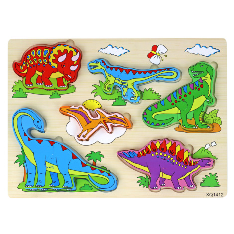 mamido Drevené Puzzle 3D Pre Deti Logická Hra Skladačka Dinosaury 11 Dielov