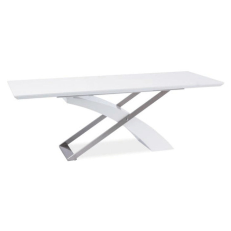 Jedálenský stôl, biela/biela extra vysoký lesk HG, 160-220x90 cm, KROS Tempo Kondela