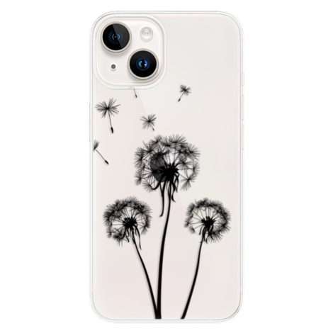 Odolné silikónové puzdro iSaprio - Three Dandelions - black - iPhone 15