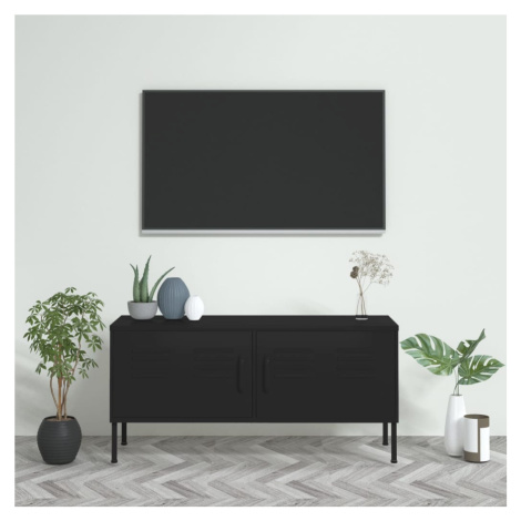 vidaXL TV skrinka čierna 105x35x50 cm oceľ