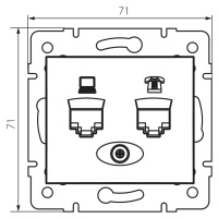 DOMO Zásuvka dátová-telefónna, (RJ45Cat 5e+RJ11) Perleťová biela