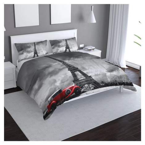 Obliečky Eiffelova veža  a červené auto - 140x200 / 90x70