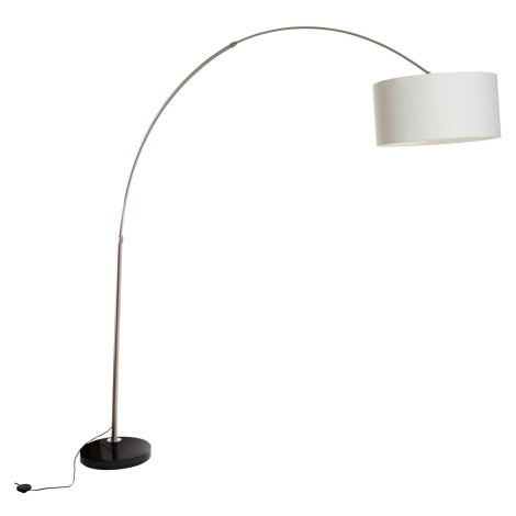 Oblúková lampa oceľová s tienidlom z tkaniny biela 50 cm - XXL QAZQA