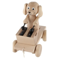 Pes s xylofónom prírodné drevo ťahacie 19cm