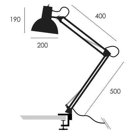 Midgard pružinová stolová lampa so svorkou, čierna