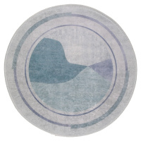 Umývateľný okrúhly koberec v modro-krémovej farbe ø 80 cm Yuvarlak – Vitaus