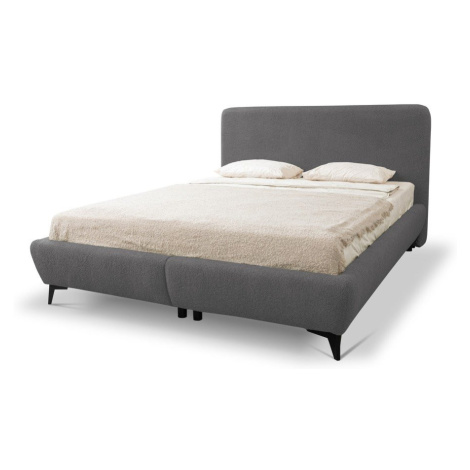 Tmavosivá čalúnená dvojlôžková posteľ s úložným priestorom s roštom 180x200 cm Makapu – Makamii