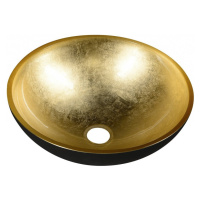 SAPHO - MURANO BLACK-GOLD sklenené umývadlo na dosku, priemer 40cm, zlata/čierna AL5318-77