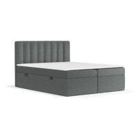 Tmavosivá boxspring posteľ s úložným priestorom 140x200 cm Novento – Maison de Rêve