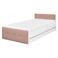 DO Čalúnená detská posteľ s úložným priestorom 90x200 Betty - biela / ružová